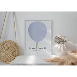 Outlet Gästebuch Babyparty Poster Ballon blau  - Fingerabdruck Gästebuch - Gästebuch Babyshower - Baby Andenken Poster - Babypa Fotoalbum & Gästebuch