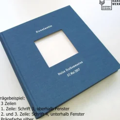 Hochzeitsgästebuch|Buchbinderei Gründer Gästebuch, duo dunkelblau, personalisierbar, ca. 24 x 24 cm, Büttenpapier