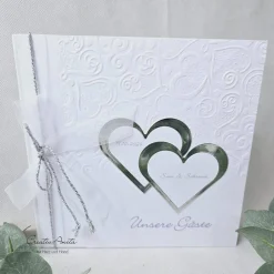 Clearance Gästebuch Hearts Silber Hochzeitsgästebuch