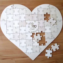 Gästebuch Herzpuzzle 2x2 aus Holz Hochzeitsgästebuch