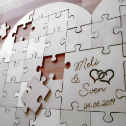 Gästebuch Herzpuzzle 2x2 aus Holz Hochzeitsgästebuch