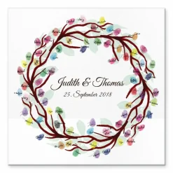 Hochzeitsgästebuch|MADYES Gästebuch Hochzeit Fingerabdruck Leinwand Personalisiert Ring Brautpaar Geschenk Hochzeitsdekoration Namen 50x50 cm Hochzeitsgeschenk