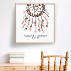 Outlet Gästebuch Hochzeit Fingerabdruck Leinwand Personalisiert Traumfänger Brautpaar Geschenk Hochzeitsdekoration Namen 50x50 cm Keilrahmen Hochzeitsgästebuch