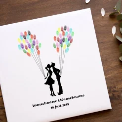 Hochzeitsgästebuch|MADYES Gästebuch Hochzeit Fingerabdruck Leinwand Personalisiert Kuss Wedding Tree Brautpaar Geschenk Hochzeitsdekoration Namen 50x50 cm Keilrahmen
