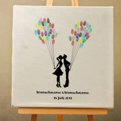 Hochzeitsgästebuch|MADYES Gästebuch Hochzeit Fingerabdruck Leinwand Personalisiert Kuss Wedding Tree Brautpaar Geschenk Hochzeitsdekoration Namen 50x50 cm Keilrahmen