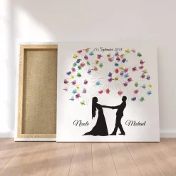 Hot Gästebuch Hochzeit Fingerabdruck Leinwand Personalisiert Brautpaar Feuerwerk Brautpaar Geschenk Hochzeitsdekoration Namen 50x50 cm Hochzeitsgästebuch