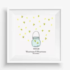 Hochzeitsgästebuch|MADYES Gästebuch Hochzeit Fingerabdruck Leinwand Personalisiert Glühwürmchen Brautpaar Wedding Tree Namen 50x50 cm Hochzeitsgeschenk