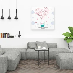 Best Gästebuch Hochzeit Leinwand Personalisiert Ballon Fingerabdruck Vögelchen Geschenk Hochzeitsdekoration Namen 50x50 cm Hochzeitsgeschenk Fotoalbum & Gästebuch