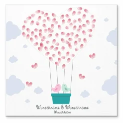 Best Gästebuch Hochzeit Leinwand Personalisiert Ballon Fingerabdruck Vögelchen Geschenk Hochzeitsdekoration Namen 50x50 cm Hochzeitsgeschenk Fotoalbum & Gästebuch