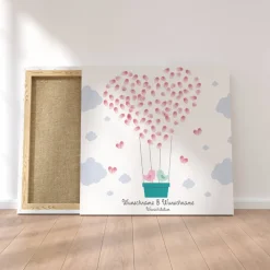 Best Gästebuch Hochzeit Leinwand Personalisiert Ballon Fingerabdruck Vögelchen Geschenk Hochzeitsdekoration Namen 50x50 cm Hochzeitsgeschenk Fotoalbum & Gästebuch