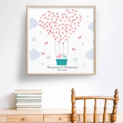 Best Gästebuch Hochzeit Leinwand Personalisiert Ballon Fingerabdruck Vögelchen Geschenk Hochzeitsdekoration Namen 50x50 cm Hochzeitsgeschenk Fotoalbum & Gästebuch