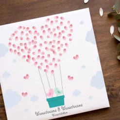 Best Gästebuch Hochzeit Leinwand Personalisiert Ballon Fingerabdruck Vögelchen Geschenk Hochzeitsdekoration Namen 50x50 cm Hochzeitsgeschenk Fotoalbum & Gästebuch