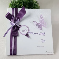 Fotoalbum & Gästebuch|CreativAnita Gästebuch SCHMETTERLING FLIEDER Taufe personalisiert