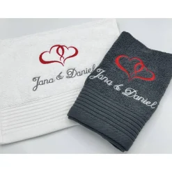 Best Gästehandtuch ( 30 x 50 cm ) + Motiv Herz + zwei Namen / Hochzeit / Verlobung Hochzeitsgeschenke