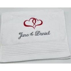 Best Gästehandtuch ( 30 x 50 cm ) + Motiv Herz + zwei Namen / Hochzeit / Verlobung Hochzeitsgeschenke