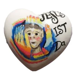 Dekoration|Sentimentina Göttlicher Schutz: Herzförmiger Stein mit Motiv 'Jesus ist da