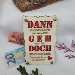New Gutscheinkarte  Rente Ruhestand Jobwechsel Geldkarte Holzkarte  Geschenk Danksagungskarten
