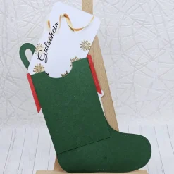 Hot Gutscheinverpackung Weihnachtssocke Elfen-Design – handgefertigt aus 300 g/m² Fotokarton Geschenkverpackungen