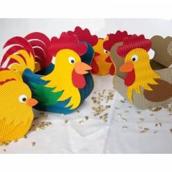 Osterkörbchen|Die Bunte Pforte Hahn Osternest, Gockel als Osterkörbchen oder Osterdeko, Frühlingsdekoration aus Wellpappe, originelles Osternest