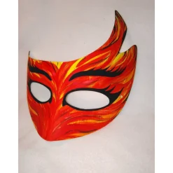 Outlet Halbmaske, Feuervogel, Feuerteufel, Teufel, handbemalt, Tiermaske, Pappmache Masken