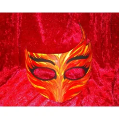 Outlet Halbmaske, Feuervogel, Feuerteufel, Teufel, handbemalt, Tiermaske, Pappmache Masken