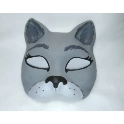 Sale Halbmaske, Katze, grau, Maske, handbemalt, Tiermaske, Pappmache Masken