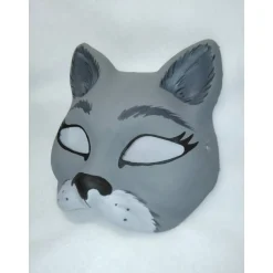 Sale Halbmaske, Katze, grau, Maske, handbemalt, Tiermaske, Pappmache Masken