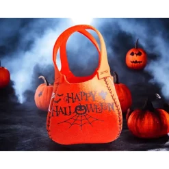 Accessoires|Nelliels Nähstube Halloween Filzbeutel mit süßen Katzengeistern – Trick or Treat Tasche – Handgemacht für Kinder