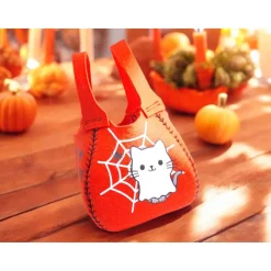 Accessoires|Nelliels Nähstube Halloween Filzbeutel mit süßen Katzengeistern – Trick or Treat Tasche – Handgemacht für Kinder