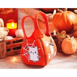 Accessoires|Nelliels Nähstube Halloween Filzbeutel mit süßen Katzengeistern – Trick or Treat Tasche – Handgemacht für Kinder