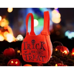Taschen|Nelliels Nähstube Halloween-Filztasche mit Boo-Geist, Hexenhaus & schlafender Katze – Handgemachter Süßigkeitenbeutel