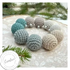 Baumschmuck|Createvi Handgefertigte gehäkelte Christbaumkugeln 10er-Set – nachhaltiger Weihnachtsschmuck Grau Creme Patina bruchsicher