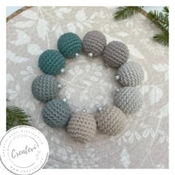 Baumschmuck|Createvi Handgefertigte gehäkelte Christbaumkugeln 10er-Set – nachhaltiger Weihnachtsschmuck Grau Creme Patina bruchsicher