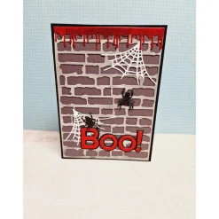 Outlet Handgefertigte Halloween Karte BOO! mit Spinnen, Netzen & Blut – inkl. Einlegeblatt & Umschlag Einladungskarten