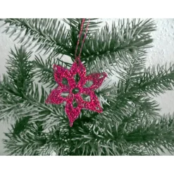 Sale Handgefertigte Häkeldeckchen Schneesterne Rot mit Glitzer – 8er Set Weihnachtsdeko & Baumbehang Baumschmuck