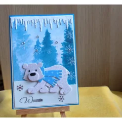 Weihnachtskarten|Wollzottel Handgefertigte Weihnachtskarte mit  Eisbär