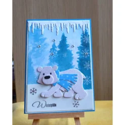 Weihnachtskarten|Wollzottel Handgefertigte Weihnachtskarte mit  Eisbär