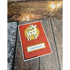 Weihnachtskarten|ShopKunterbunt24 Handgefertigte Weihnachtskarte Rentier Holz - inkl. Einlegeblatt & Umschlag
