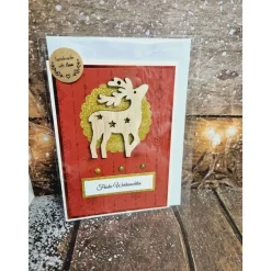 Weihnachtskarten|ShopKunterbunt24 Handgefertigte Weihnachtskarte Rentier Holz - inkl. Einlegeblatt & Umschlag