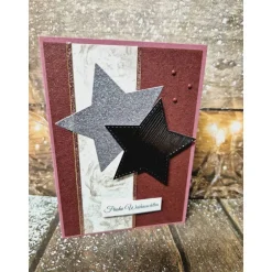 Weihnachtskarten|ShopKunterbunt24 Handgefertigte Weihnachtskarte Sterne rosa beere - inkl. Einlegeblatt & Umschlag