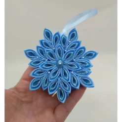 Clearance Handgefertigter Kanzashi-Anhänger „Winterhimmel“, Weihnachtsstern Weihnachtsdeko