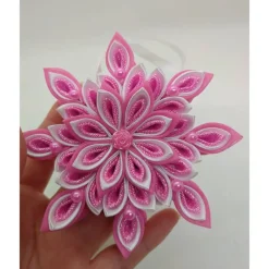 Handgefertigter Kanzashi-Anhänger „Rosenzart“, Weihnachtsstern Weihnachtsdeko