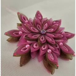 Handgefertigter Weihnachtsstern aus Organzaband in Pink, Durchmesser ca. 10-11 cm Weihnachtsdeko