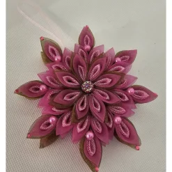 Handgefertigter Weihnachtsstern aus Organzaband in Pink, Durchmesser ca. 10-11 cm Weihnachtsdeko