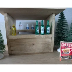 Wichtelzauber|Dragonpanda kreativ Handgefertigter Wichtelhaus Verkaufsstand aus Eichenklötzchen – Miniatur Marktstand für Weihnachten & Deko