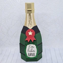 Handgemachte 3D Geschenkbox "Sektflasche" | Kreative Verpackung für Geld & Gutscheine | individualisierbar | Ca. 21cm Geschenkverpackungen