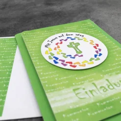 Handgemachte Einladungskarte Kommunion – Mit Jesus auf dem Weg Einladungskarten