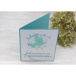 Discount Handgemachte Glückwunschkarte zur Kommunion in Mint und Weiß – Tauben-Motiv für Jungen & Mädchen Glückwunschkarten