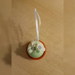 Handgemachte Ostereier 6er Set, pastellfarbene Ostereier mit Blüten und Satinband, Osterdeko zum aufhängen, Osterschmuck Osterdeko