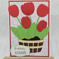 Discount Handgemachte Osterkarte Tulpen rot – Frühlingsgruß mit Umschlag Osterkarten